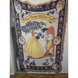 Snow White Your Dreams Will Come True 52" x 76" Blanket USA Woven 100% Cotton